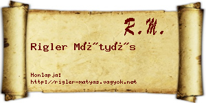 Rigler Mátyás névjegykártya
